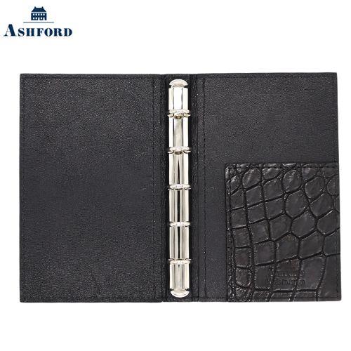 アシュフォード ASHFORD クロコダイル型押し レザー システム手帳 A5 アシュフォードシステム手帳クロコダイルスクエアバックマイクロ5 11mm