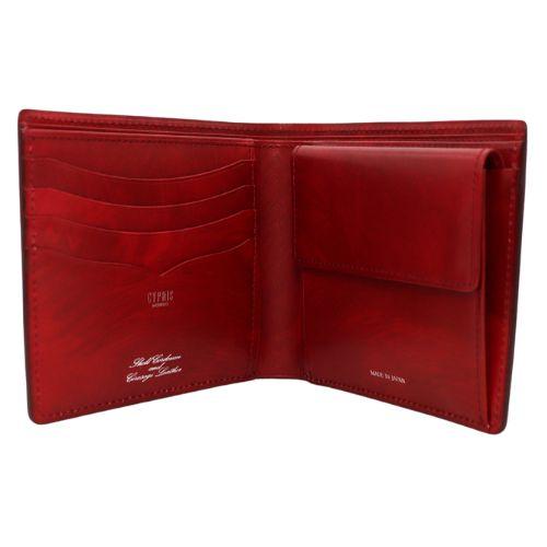 【中古美品】CYPRIS キプリス 二つ折り財布 コードバン ブラック ネイビー キプリス】二つ折り財布(小銭入れ付き札入)□オイルシェルコード