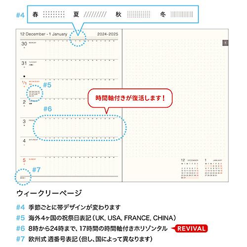 エルコミューン 2025年1月始まり手帳 B6 ウィークリーレフト ワン
