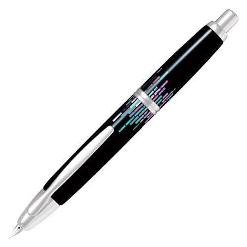 パイロット ノック式万年筆 蒔絵 キャップレス M中字 螺鈿ストライプ