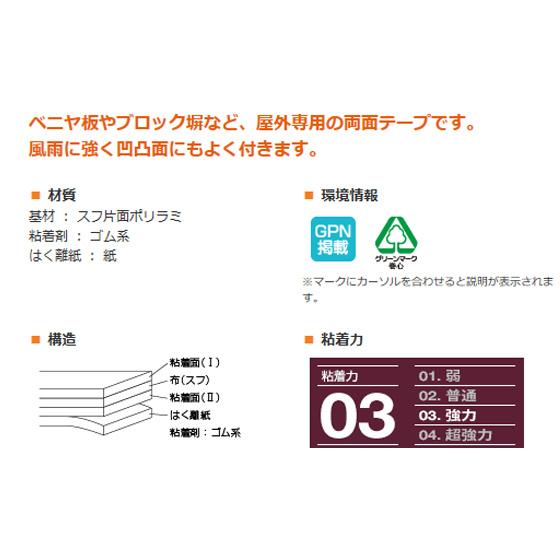 ニチバン 両面テープ ナイスタック 屋外掲示用 30mm×5m 大巻 10巻入り