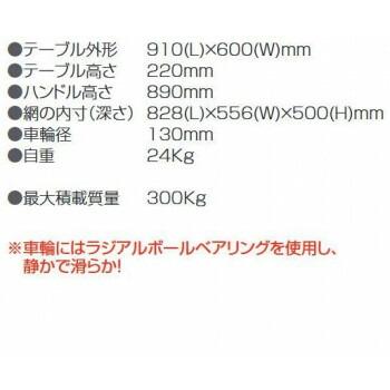 プラスチックテーブル台車　アミエム1　ストッパー付　PLA300Y-AMIM1-DS　4549081722662　最大積載量300kg