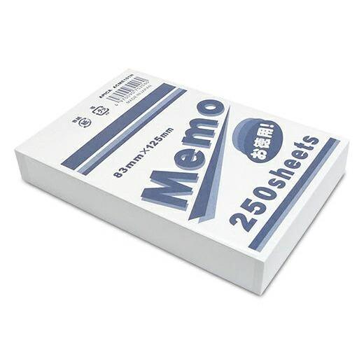 日本ノート 徳用ブロックメモB7 メモ帳 ACME101N 白無地 250枚 アピカ