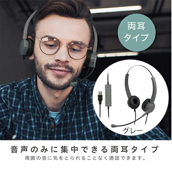 ソニック 快適ヘッドセット 両耳 USBタイプ ユートリムエル グレイ UL