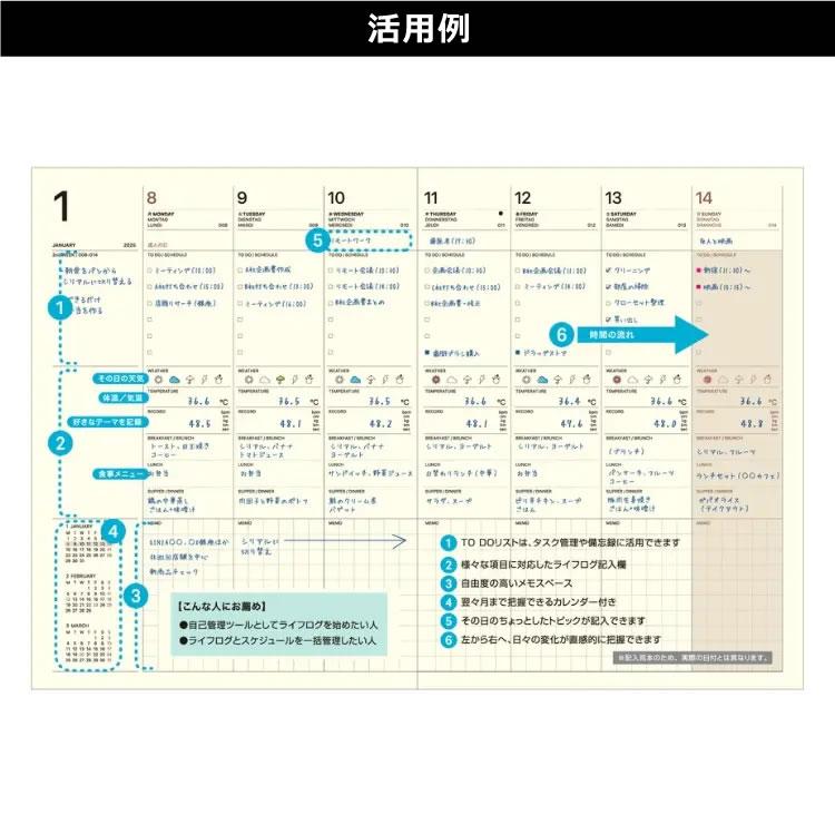 LACONIC（ラコニック） 手帳 2027年版 B6 週間 ライフログ ダイアリー