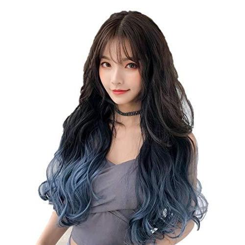 Aisi Hairu型ハーフウィッグ エクステ 青 グラデーションカラー ロング カール 襟足ウィッグ レデイッス 耐熱 つけ毛 ブラックブ ひろ屋 通販 Yahoo ショッピング