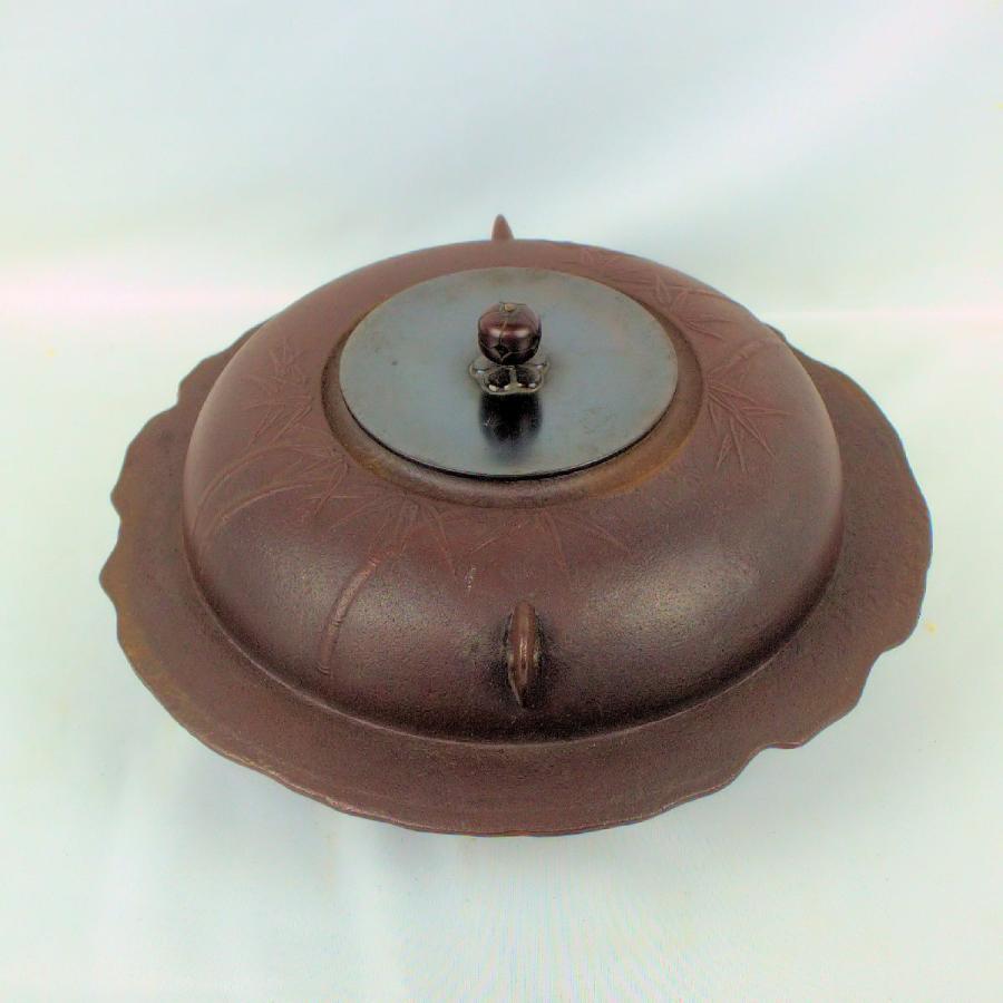 茶道具　茶釜　「透木釜　竹地紋」　釜師　人間国宝　高橋敬典造　共箱付_4