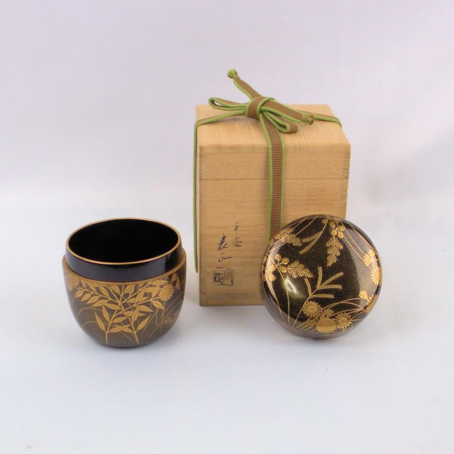 茶道具 棗 「秋草蒔絵 中棗」平安 伊藤表正作 裏千家15世家元鵬 茶道具 棗 「秋草蒔絵 中棗」平安 伊藤表正作 裏千家15世家元鵬
