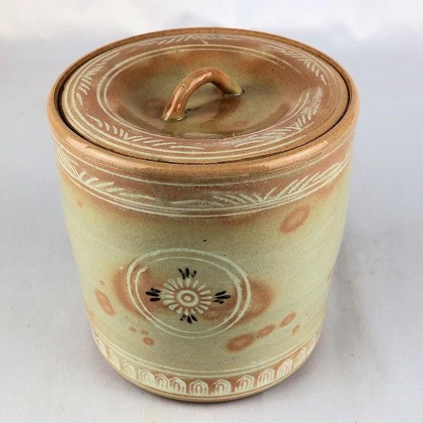 作者不明 茶器 水指 金彩 花柄 直径 約14cm 高さ 約14cm 中古 箱無し