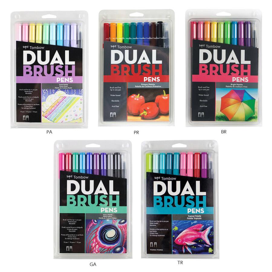 トンボ鉛筆 AB-T10C 水性マーカー AB-T デュアルブラッシュペン 10色