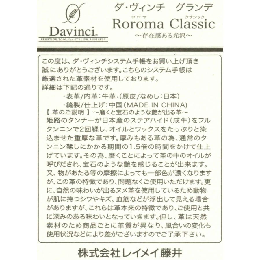【名入れ可】レイメイ藤井　DSA3010　システム手帳　ダヴィンチ　グランデ　ロロマクラシック　A5サイズ　リング20mm | ダ・ヴィンチ | 06