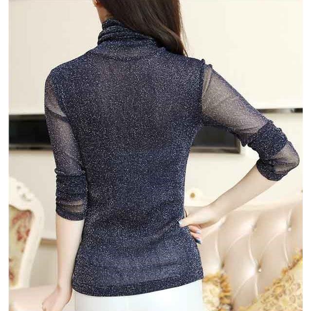 トップス カットソー キラキラ 輝く美光沢 ラメTシャツ 長袖 レディース ラウンドネック ストレッチ送料無料 |  | 08