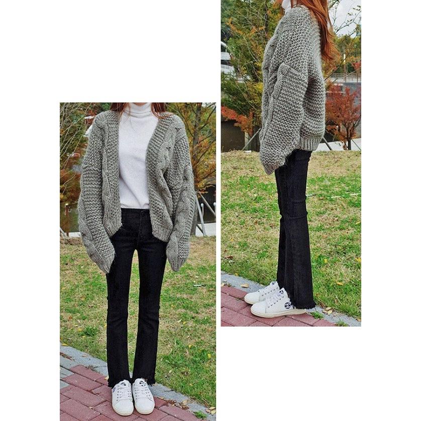 ケーブルニットカーディガン ドルマンスリーブ ゆったり 長袖 ニットショート グレー 秋服 冬服 春服送料無料 |  | 03
