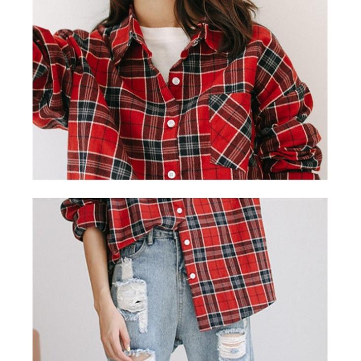 チェックシャツ タータンチェック 柄シャツ 長袖 綿 レッド ベージュ トップス シャツ ブラウス 送料無料 |  | 09