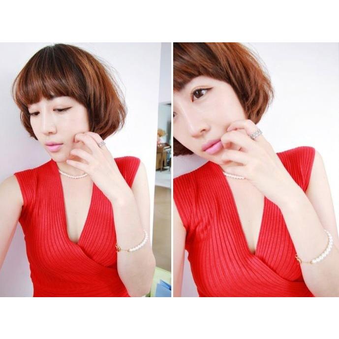 カットソー カシュクール ノースリーブ Vネック プルオーバー タイト スリム 薄手ニット リブ編み送料無料 |  | 12