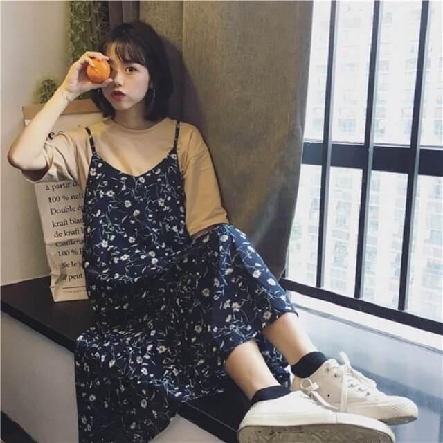 キャミワンピ ロング 花柄 レディース キャミ ワンピース シフォン ロングワンピース 春 夏 秋 冬送料無料 | 