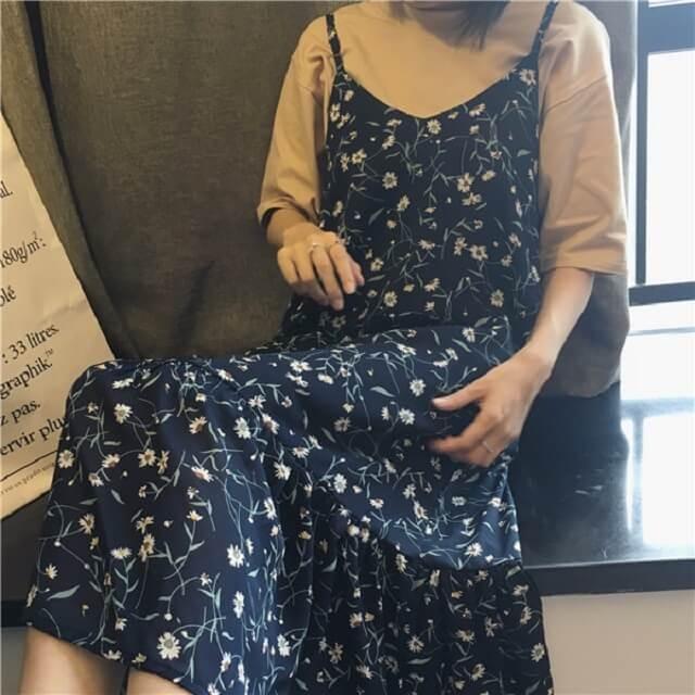 キャミワンピ ロング 花柄 レディース キャミ ワンピース シフォン ロングワンピース 春 夏 秋 冬送料無料 |  | 03