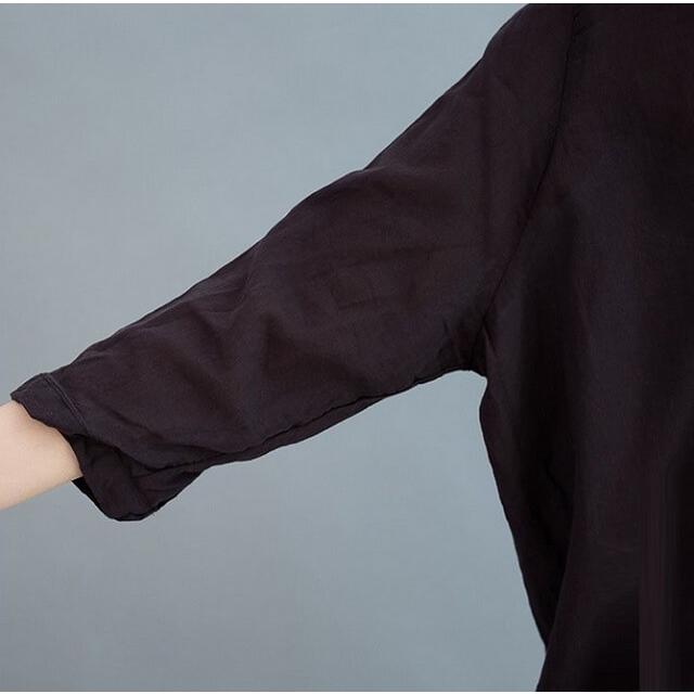 Vネック コットンチュニック ロングシャツ シャツ ブラウス ゆったり トップス 大人 送料無料 |  | 05