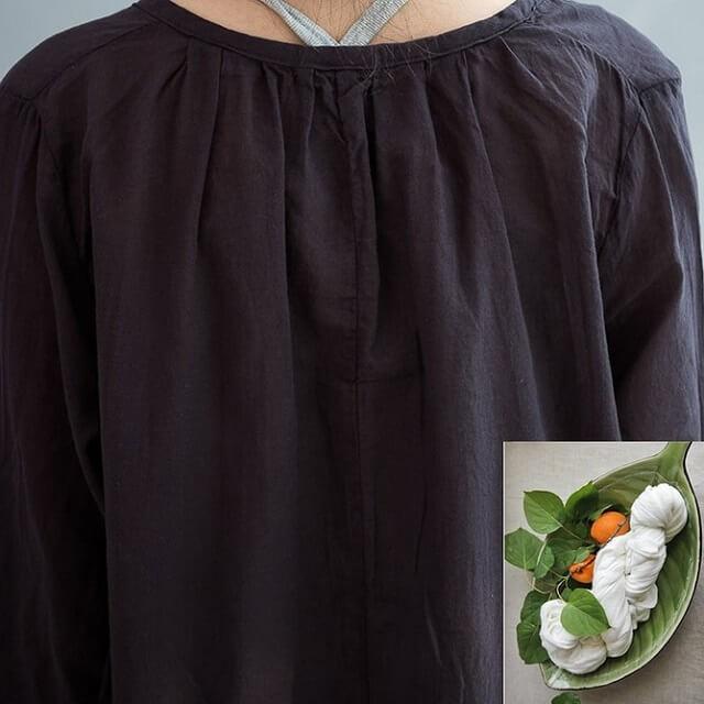 Vネック コットンチュニック ロングシャツ シャツ ブラウス ゆったり トップス 大人 送料無料 |  | 08