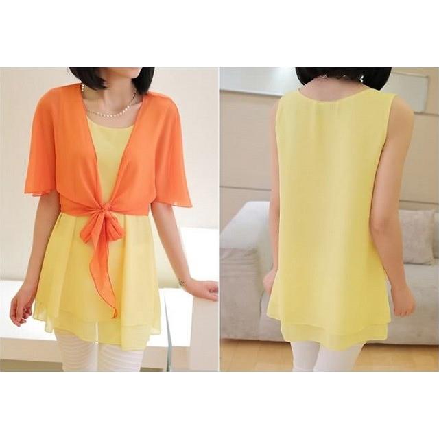ロング丈タンクトップ レディース 2枚重ね タンクトップ ロング丈 シフォンタンクトップ シフォン 送料無料 |  | 07