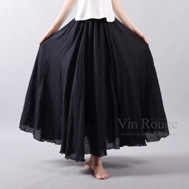 綿混 ふんわり フレア マキシスカート リネン 麻 ロングスカート 春夏 マキシ丈 ロング丈 綿混素送料無料 |  | 06