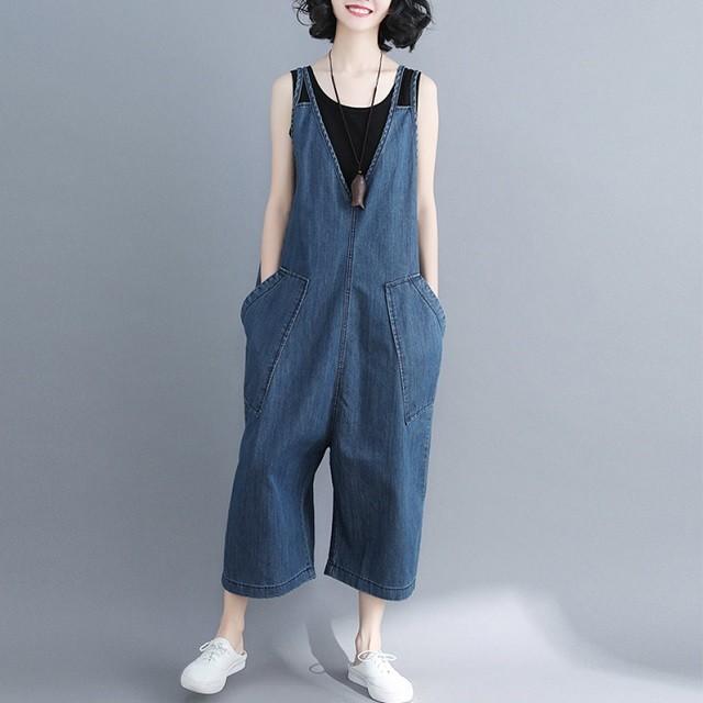 サロペット デニム サスペンダー パンツ ロング丈 レディース 春夏 おしゃれ 可愛い 大人 送料無料 |  | 01