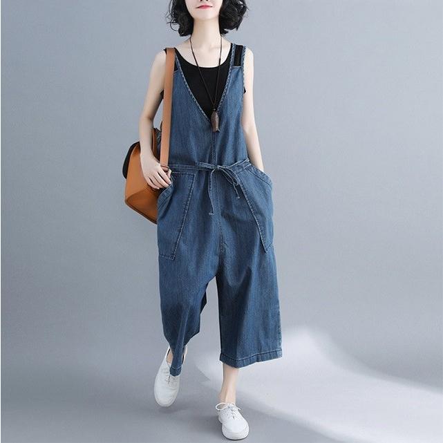 サロペット デニム サスペンダー パンツ ロング丈 レディース 春夏 おしゃれ 可愛い 大人 送料無料 |  | 02