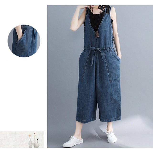 サロペット デニム サスペンダー パンツ ロング丈 レディース 春夏 おしゃれ 可愛い 大人 送料無料 |  | 04
