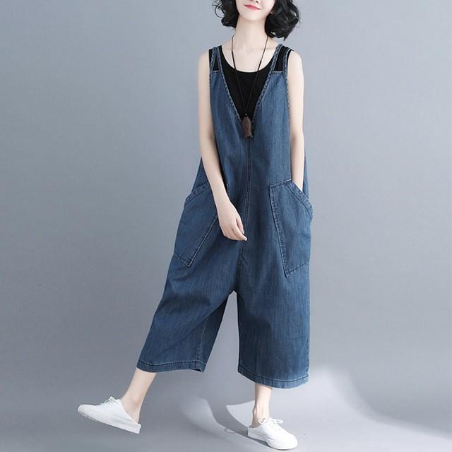 サロペット デニム サスペンダー パンツ ロング丈 レディース 春夏 おしゃれ 可愛い 大人 送料無料 |  | 05
