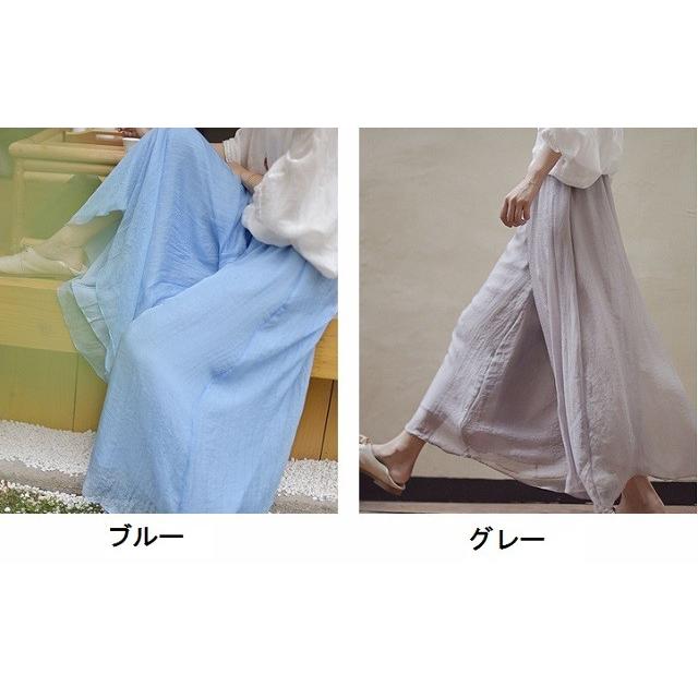 ふんわり リネン スカーチョ ワイドパンツ フレアスカーチョ スカート レディース フレア コットン送料無料 |  | 02