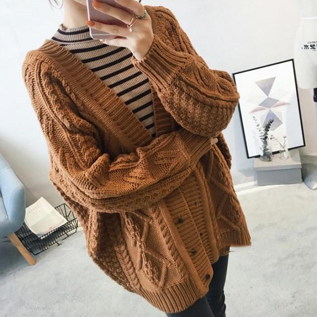 ざっくり ニット カーディガン レディース 秋 冬 おしゃれ ゆったり かわいい 厚手 秋服 冬服 送料無料 |  | 03