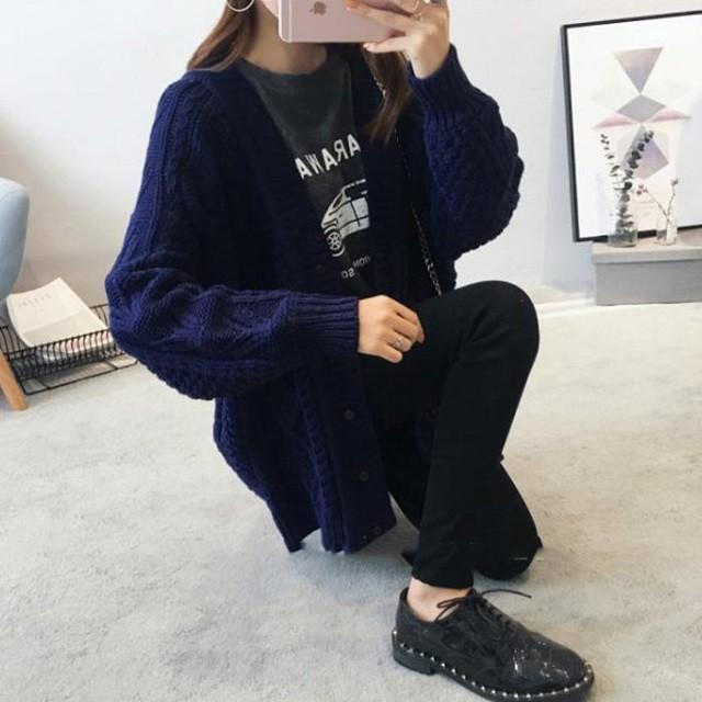 ざっくり ニット カーディガン レディース 秋 冬 おしゃれ ゆったり かわいい 厚手 秋服 冬服 送料無料 |  | 04