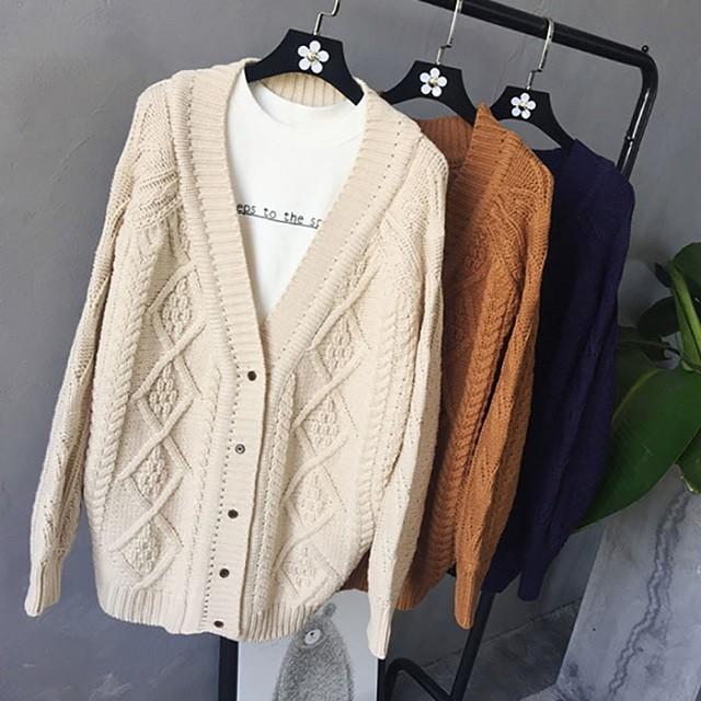 ざっくり ニット カーディガン レディース 秋 冬 おしゃれ ゆったり かわいい 厚手 秋服 冬服 送料無料 |  | 09