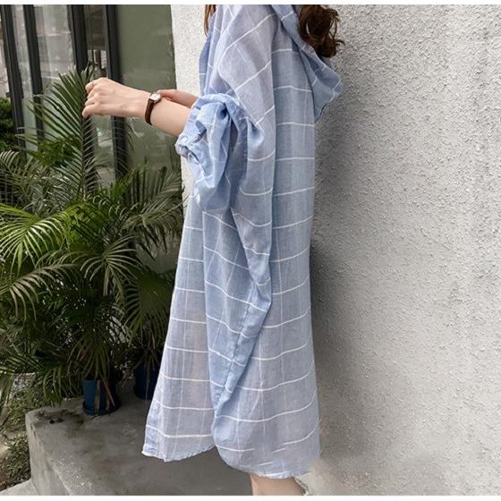 ロングシャツ パーカー ロング丈 薄手パーカー カーディガン 長袖 オーバーサイズ シャツ フード付送料無料 |  | 04