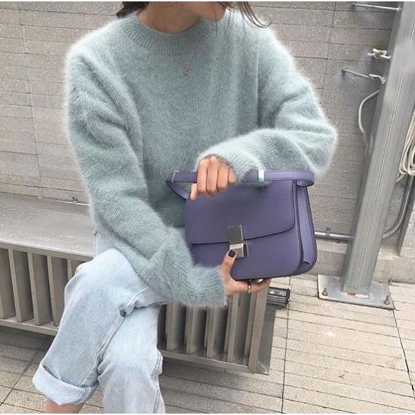 大人かわいい ふわふわ アンゴラニット プルオーバー 長袖 セーター シンプル 無地 ベーシック  送料無料 |  | 08