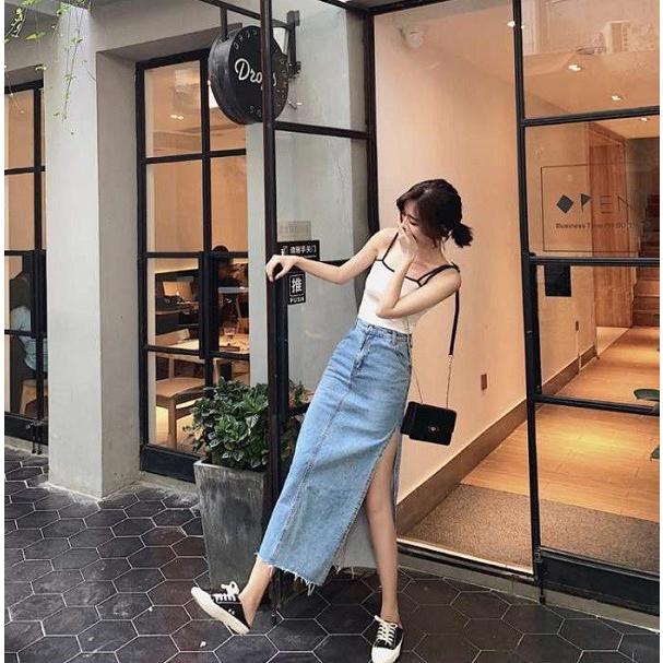デニム タイトスカート ロング丈 ロングスカート サイドスリット 深スリット シンプル 無地 大きいサイズ送料無料 |  | 03