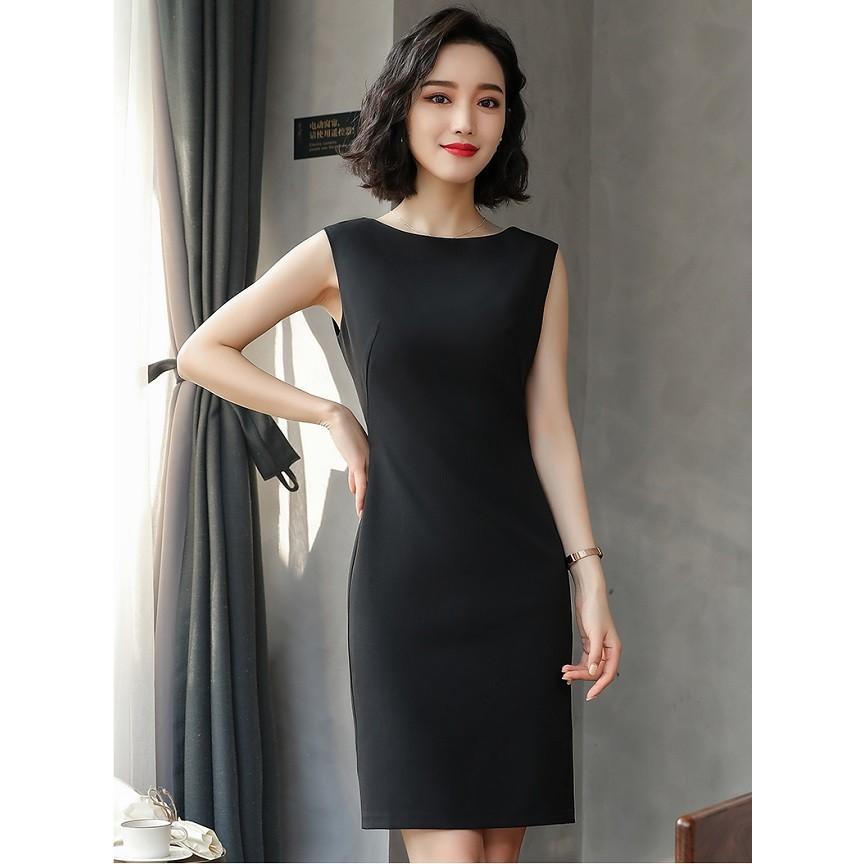 タイトワンピース ワンピース レディース シンプル 上品 ノースリーブ 膝丈 結婚式 春 夏 秋 黒 白送料無料 使い勝手の良い