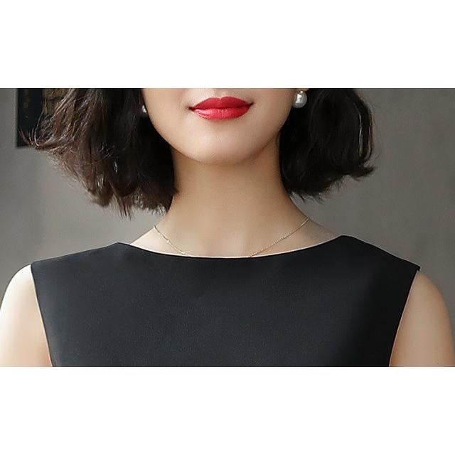 タイトワンピース ワンピース レディース シンプル 上品 ノースリーブ 膝丈 結婚式 春 夏 秋 黒 白送料無料 |  | 10