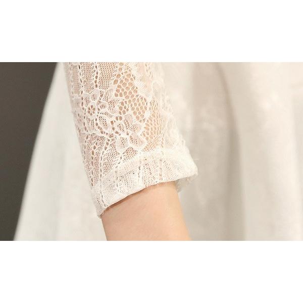 ワンピース レース シースルー 春 夏 秋 花柄 フレア ミニ丈 ショット aライン ミニドレス  送料無料 |  | 14