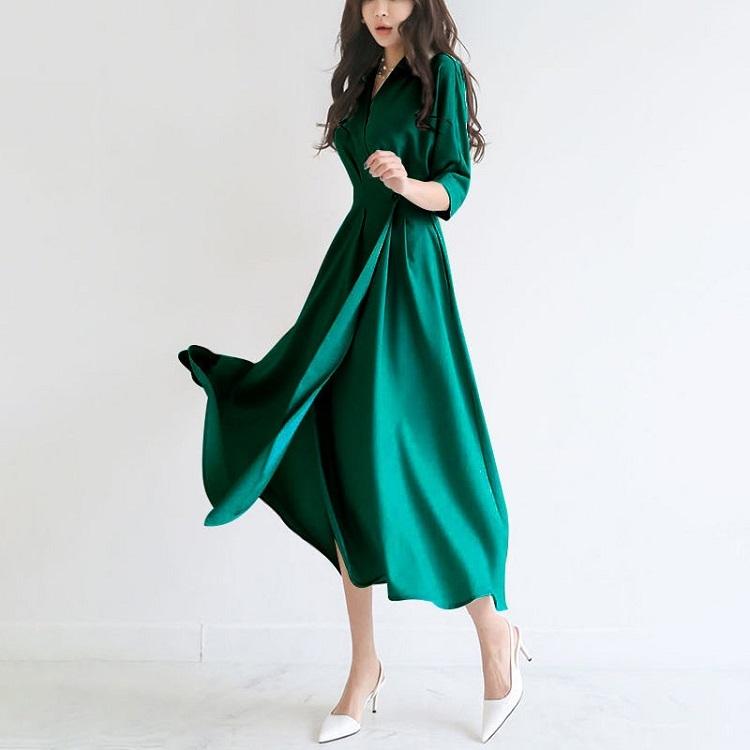 レディース ロングワンピース ワンピース ロング ミモレ丈 七分袖 大人 上品 綺麗め パーティー 送料無料 |  | 06