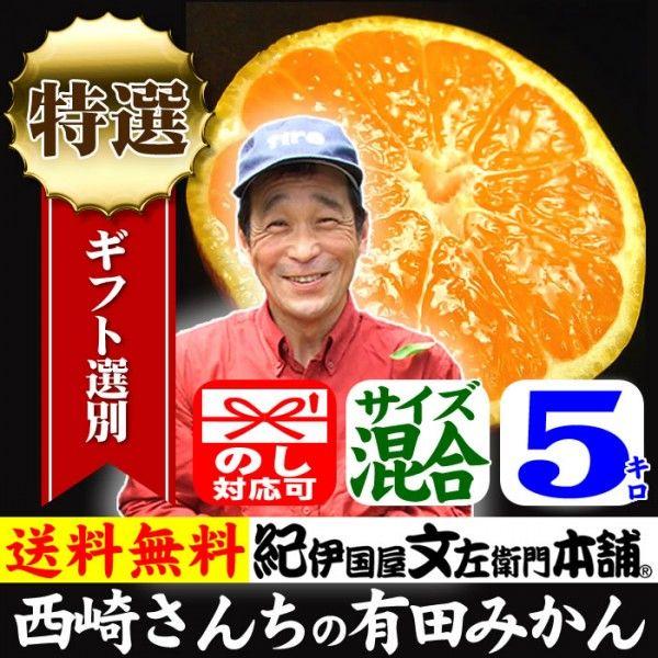 和歌山 有田みかん　西崎さんちの有田みかん　約5kg　(サイズ混合＝約45〜60果)　特選ギフト品｜bunza