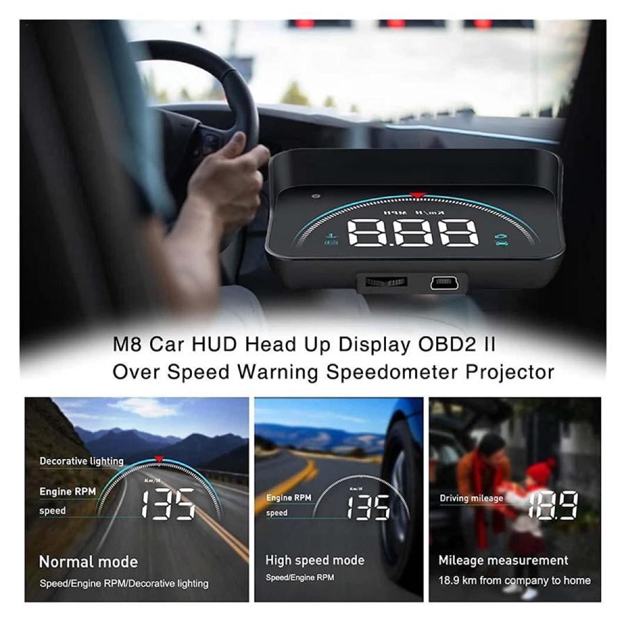 hud ヘッドアップディスプレイ obd2 フロントガラスに投影 デジタル 後付け 車 スピードメーター｜buono-knick-knacks｜11