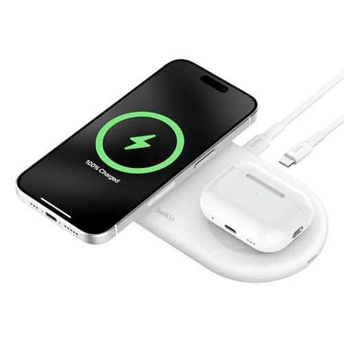 Belkin 2 in 1 Qi2ワイヤレス充電器 Qi2公式認証/MagSafe対応 iPhone 16/15/14/13/12/Qi2対応スマート | 