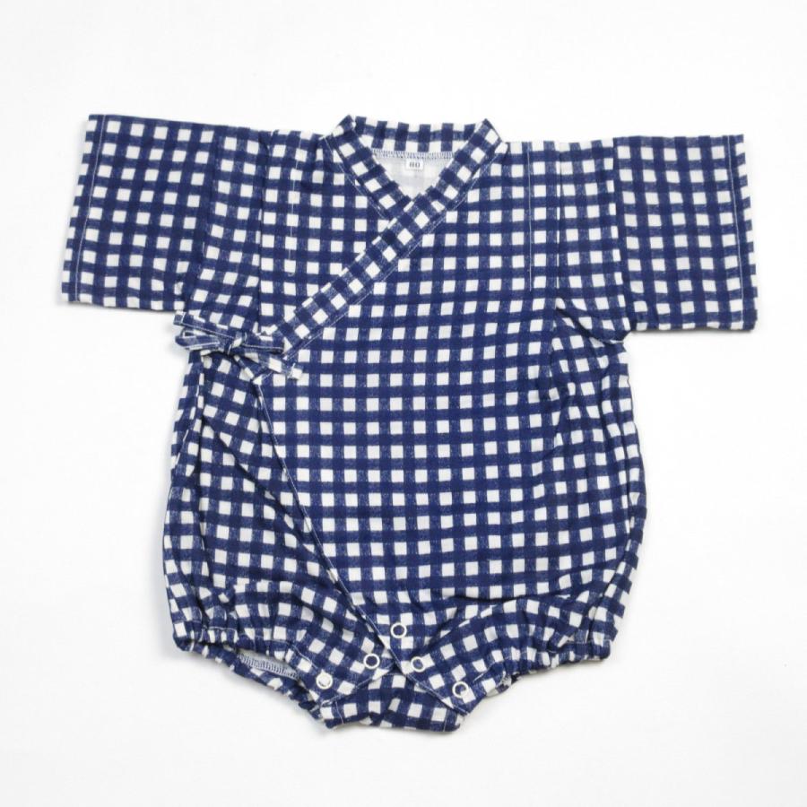 ロンパース ガーゼ ベビー甚平 ギンガムチェック Wガーゼ オーガニック