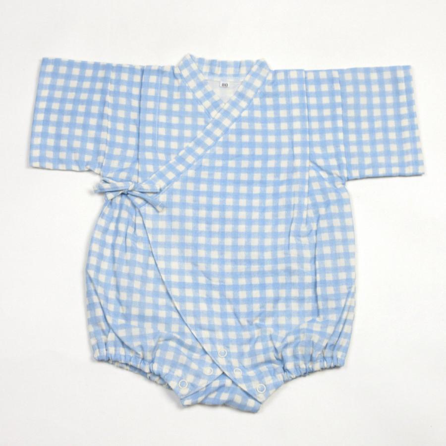ロンパース ガーゼ ベビー甚平 ギンガムチェック Wガーゼ オーガニック 日本製 |  | 02