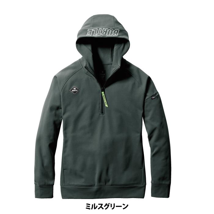 (即日一部あり)バートル BURTLE 作業着 インナー 4079 ハーフジップフーディ S-XXL 秋冬 作業服 おしゃれ ドライ 保温 裏起毛 消臭 シャツ | BURTLE | 10