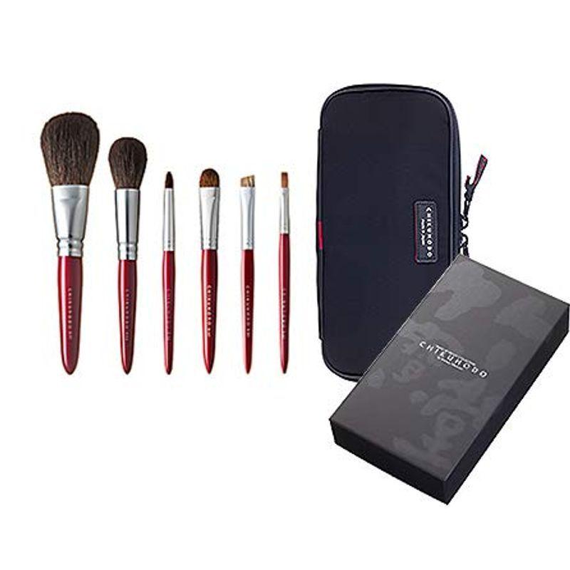 熊野筆 L1 竹宝堂 正規品 メイクブラシ レギュラーシリーズ 赤軸6点