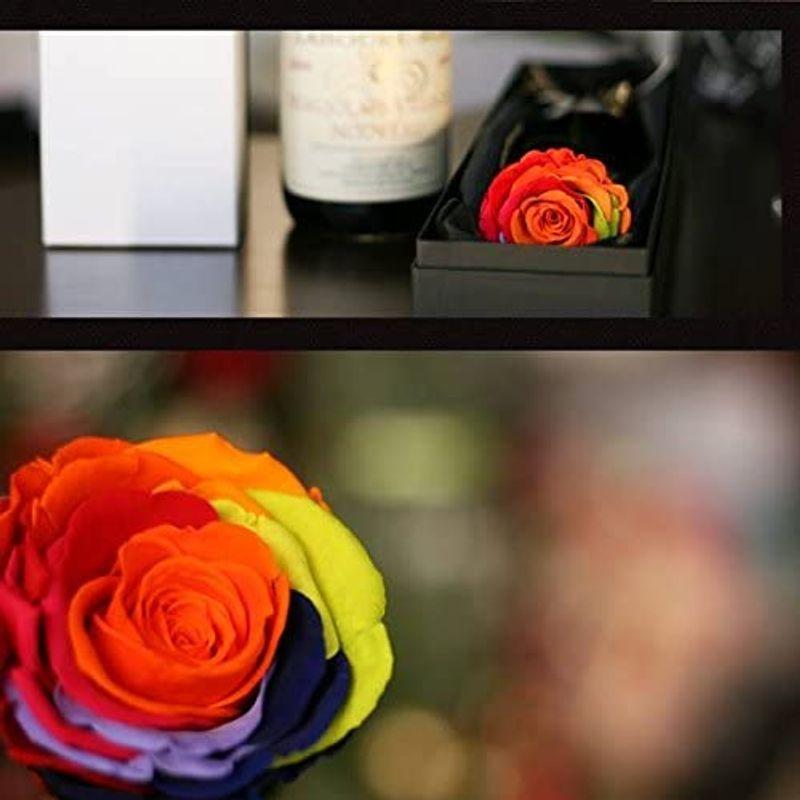 Makefuture Rainbow プレゼント Rose プリザーブドフラワー 花 一輪 彼女 一輪 バラ 虹色 Rainbow プロポーズ プレゼント アモローサ 花言葉 ブルベリ