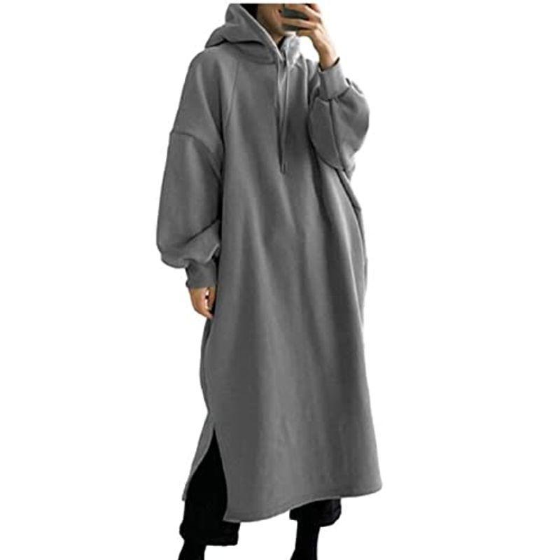 ー品販売 パーカー スウェット ワンピース ニブンノイチプラス フード Xl グレー レディース スリット 付き タトゥーシール Www We Job Com