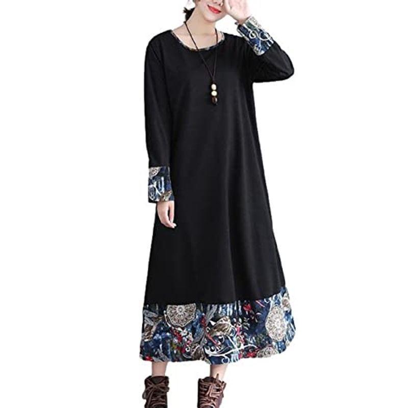 売り切れ必至 バイ ろんぐ レトロ カバー 体型 長袖 ワンピース ニブンノイチプラス カラー Xl 黒 レディース タトゥーシール Www We Job Com